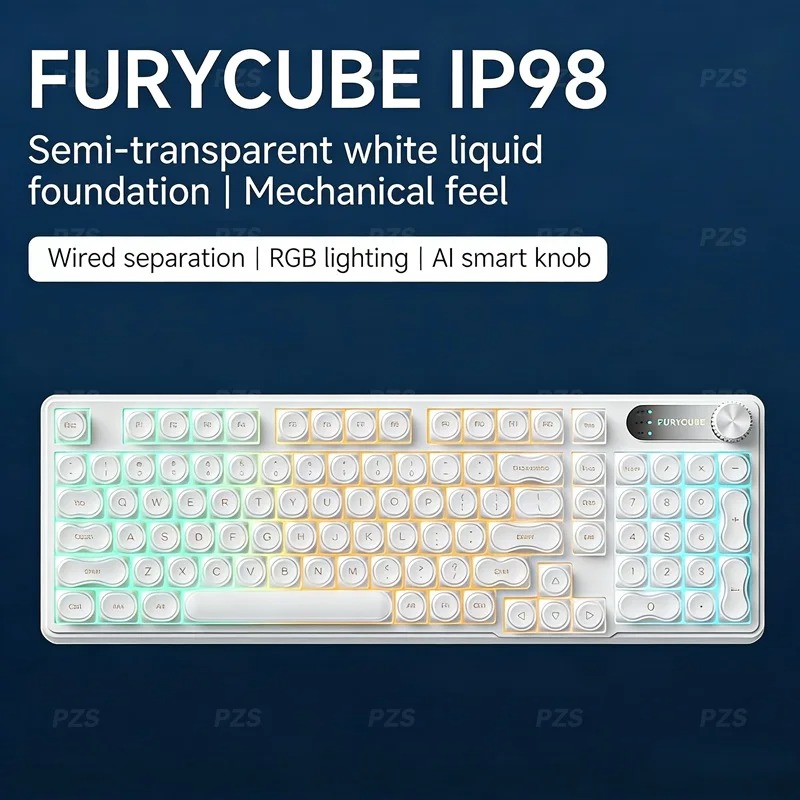 Gaming Keyboard Ip98 - FURYCUBE IP98 Keyboard Berkabel RGB Transparan