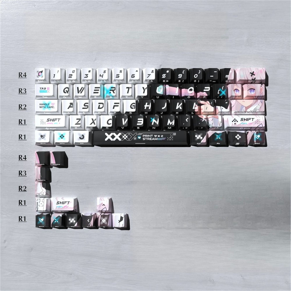 Gaming Keyboard Thocky - Keycaps Double-shot Side Print Thocky untuk