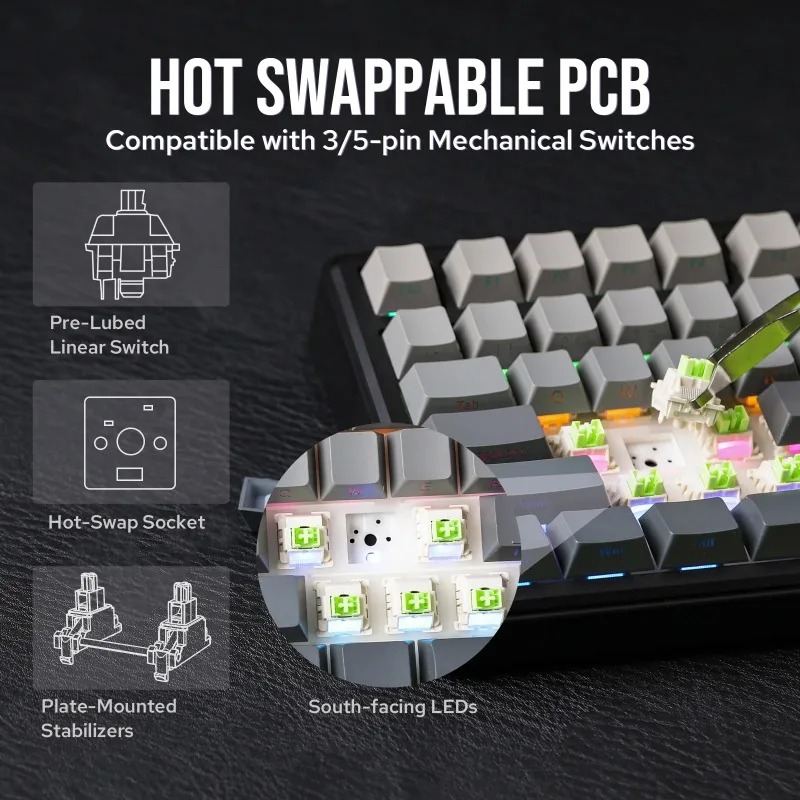 AULA F75 Max Mechanical Keyboa - Gaming Keyboard Wireless ulasan dan harga